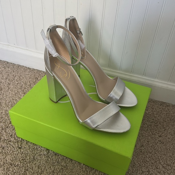 NEW | Sam Edelman Silver Block Heel Sandals | W 10M - Picture 1 of 9